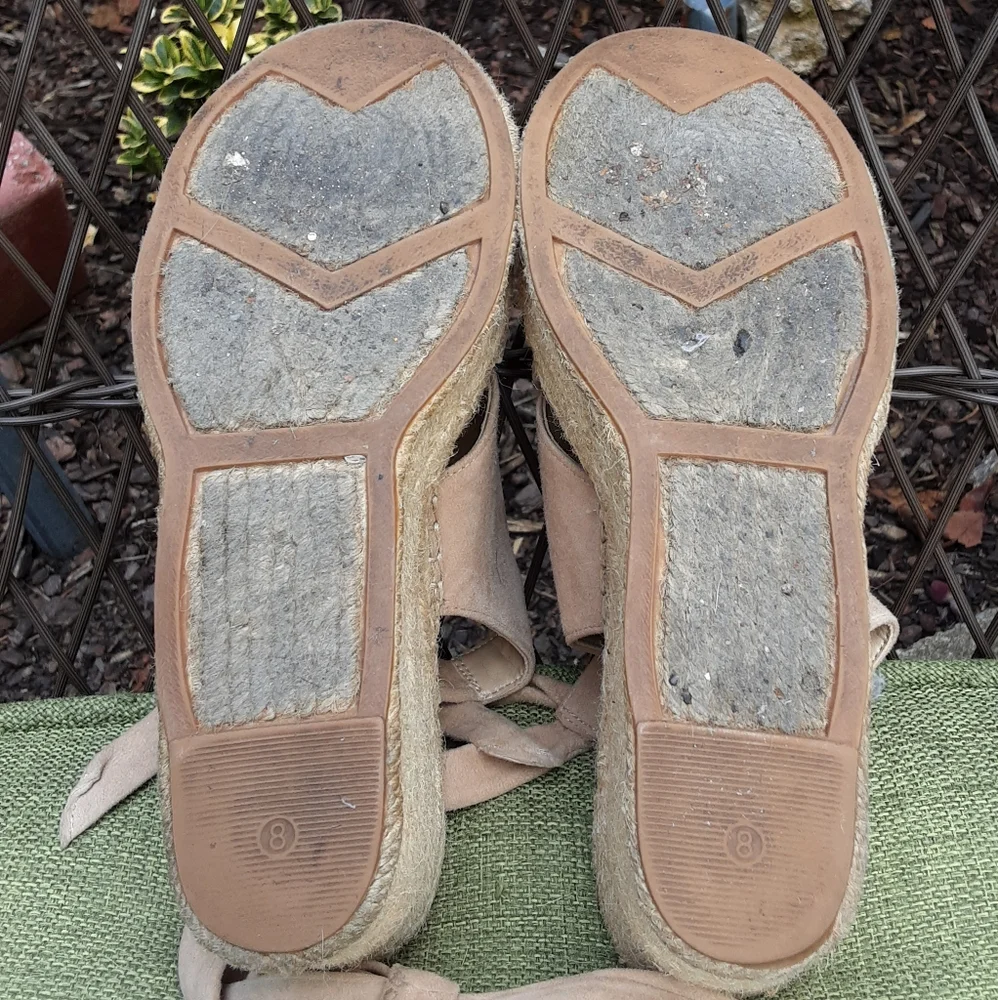 Marc Fisher Landria Leather Suede Espadrille Wedge Sandal.